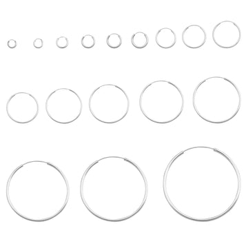 2mm Thickness Continuous Hoop Earrings Round 925 Sterling Silver (10mm-80mm)